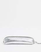 Urbancode Leather Makeup Brush Bag In Silver