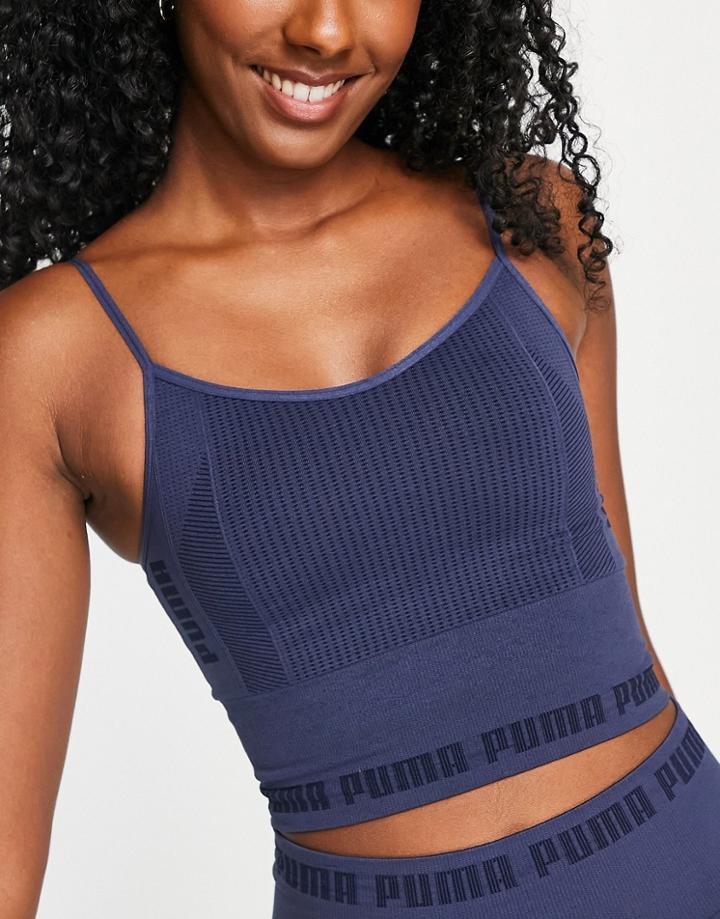 Puma Evoknit Seamless Crop Top In Spellbound-navy