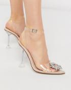Be Mine Bridal Sterling Embellished Pumps In Clear With Statement Heel-neutral