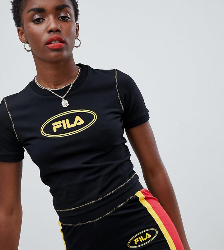 Fila Crop T-shirt With Contrast Stitching - Black