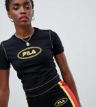 Fila Crop T-shirt With Contrast Stitching - Black