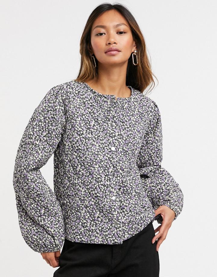 Vero Moda Quilted Jacket In Floral Print-multi