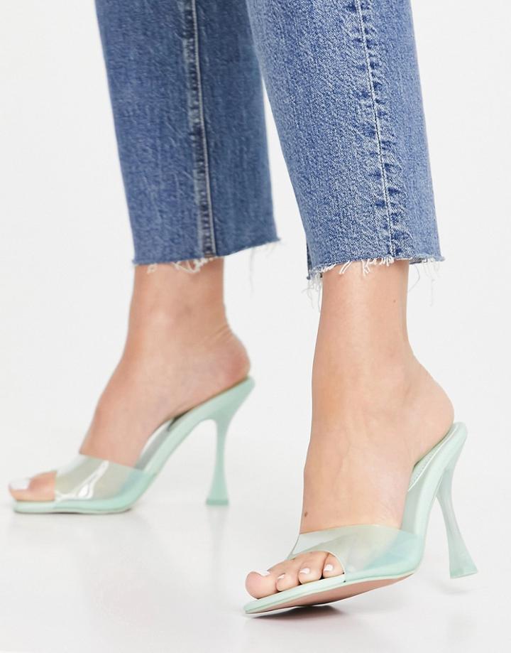 Asos Design Nero Square Toe Mules In Mint-green