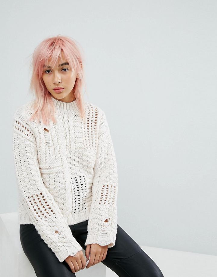 New Look Ladder Cable Stitch Sweater - Cream