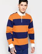 Vivienne Westwood Anglomania Polo Shirt In Stripe With Stepped Hem - Orange