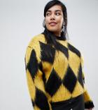 Asos Design Curve Sweater In Diamond Pattern - Multi