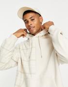 Topman Textured Spliced Check Hoodie In Stone-neutral