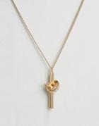 Chained & Able Cross & Ring Necklace In Gold - Gold