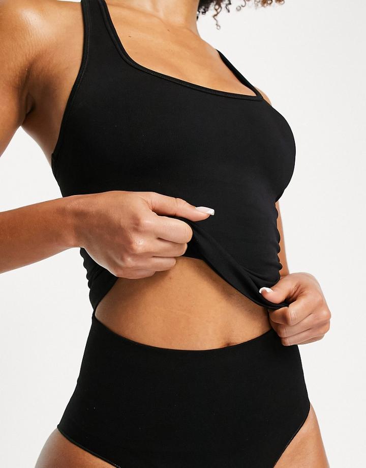 Asos 4505 Layered Soft Jersey Tank With Square Neck-black