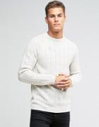 Pull & Bear Cable Knit Sweater In Cream - Cream