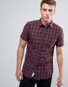 Jack & Jones Checked Shirt With Short Sleeves - Red