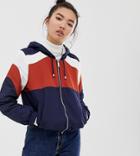 New Look Fleece Lined Zip Up Jacket In Rust And Navy-orange