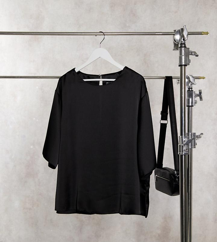 Asos Design Curve Satin Tee In Black-red