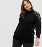 Koko Sequin Shoulder Sweater - Black