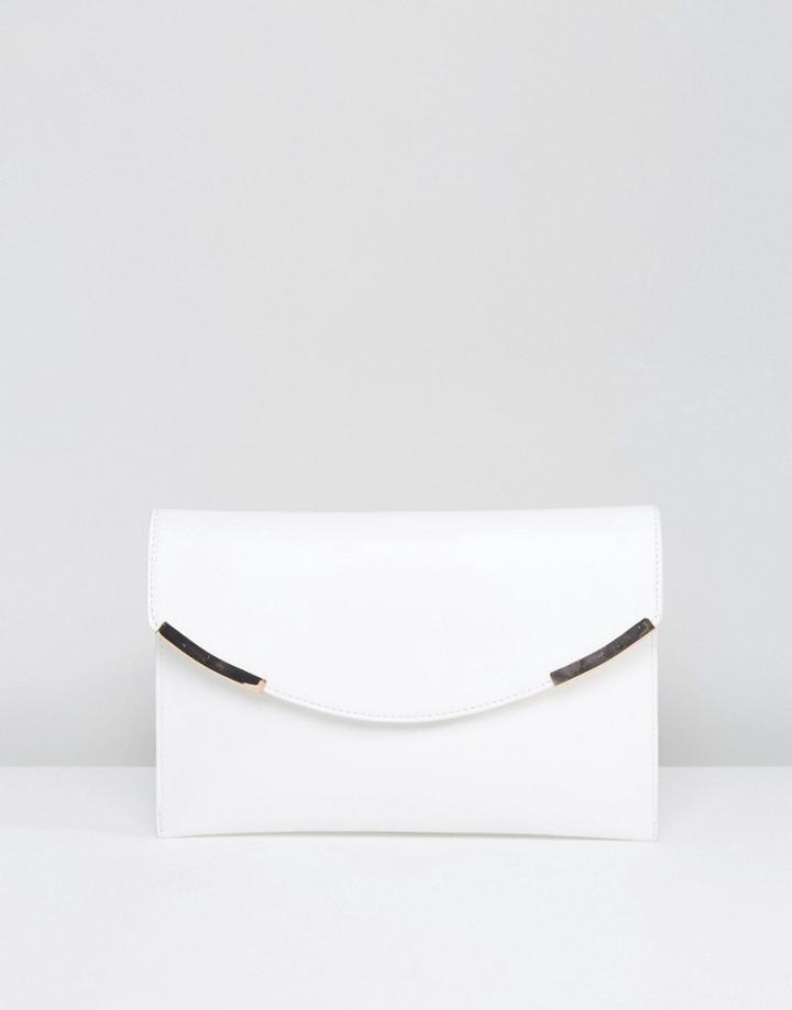 Asos Curved Clutch Bag With Metal Bar - White