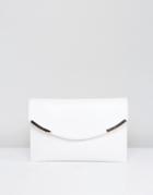 Asos Curved Clutch Bag With Metal Bar - White