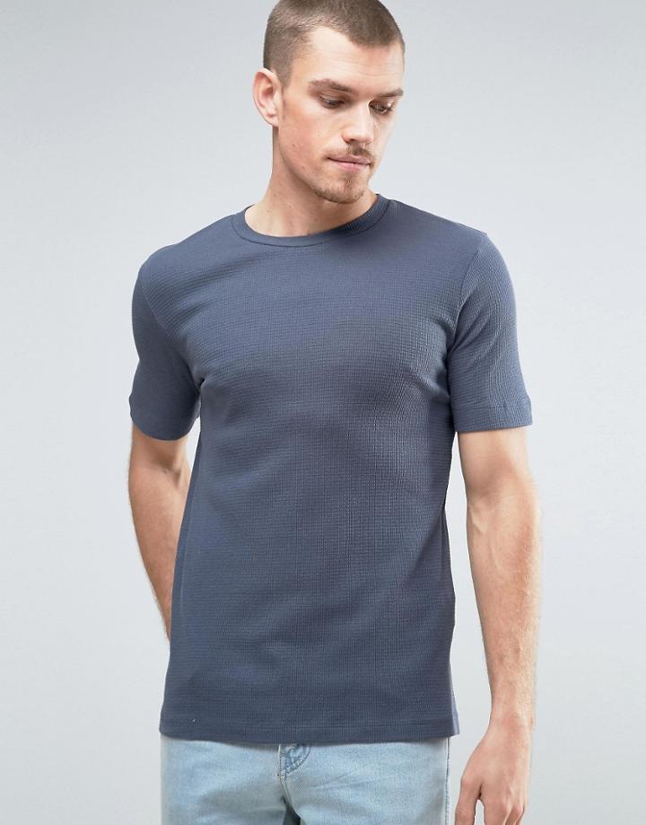 Selected Homme Waffle Tee - Navy