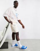 Asos Dark Future Jersey Shorts In Shell Pink With Logo Print - Part Of A Set