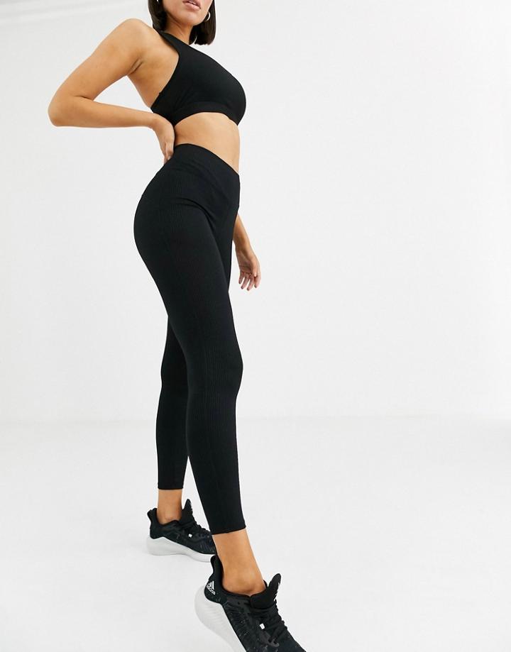 Asos 4505 High Waisted Legging In Rib-black