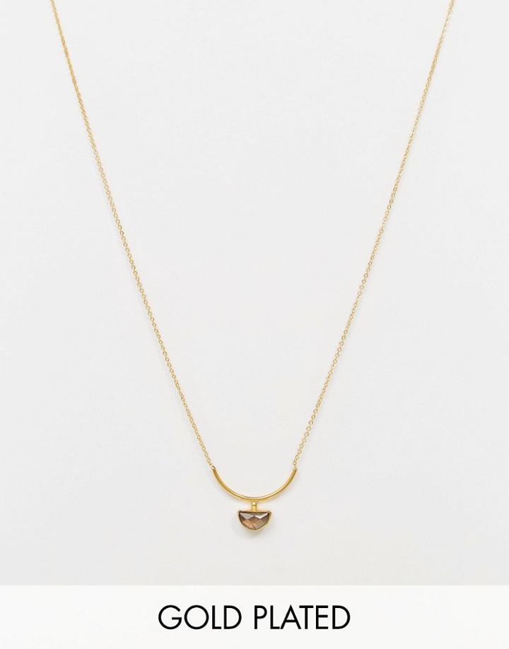 Ottoman Hands Labradorite Stone & Bar Necklace - Gold