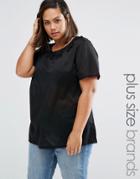 Junarose Plus Minho T-shirt With Crochet Collar - Black