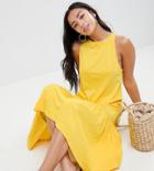 Asos Design Petite Maxi Dress With Racer Back And Hi Lo Pep Hem - Yellow