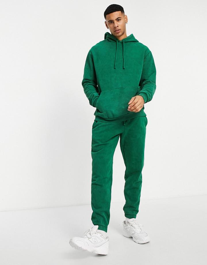 Asos Design Tapered Sweatpants In Green Vintage Wash - Part Of A Set