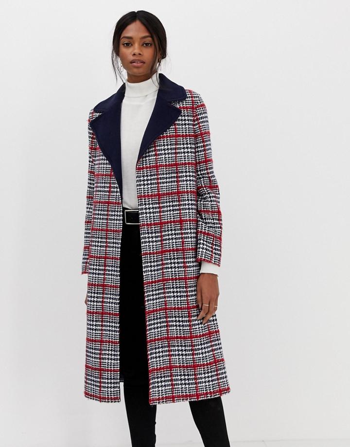 Helene Berman Edge To Edge Check Coat-multi