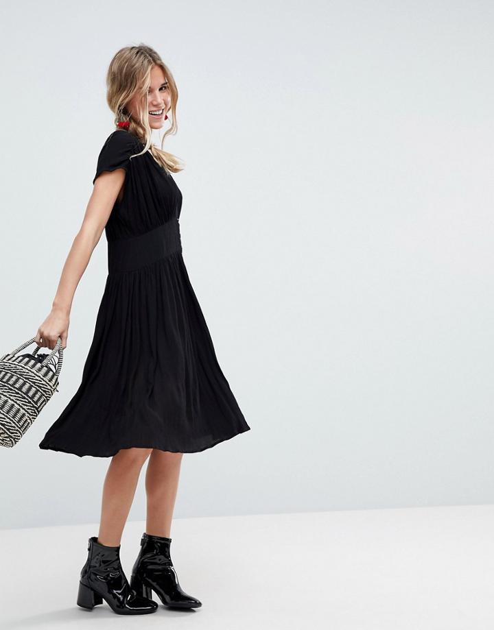 Asos Casual Midi Tea Dress - Black
