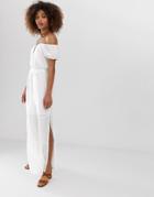 Gilli Bardot Maxi Dress With Tie Waist-white