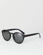 Weekday Round Sunglasses In Black - Black