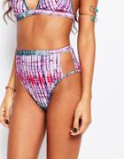 Asos Summer Tie Dye Cut Out High Leg Bikini Bottom - Summer Tie Dye