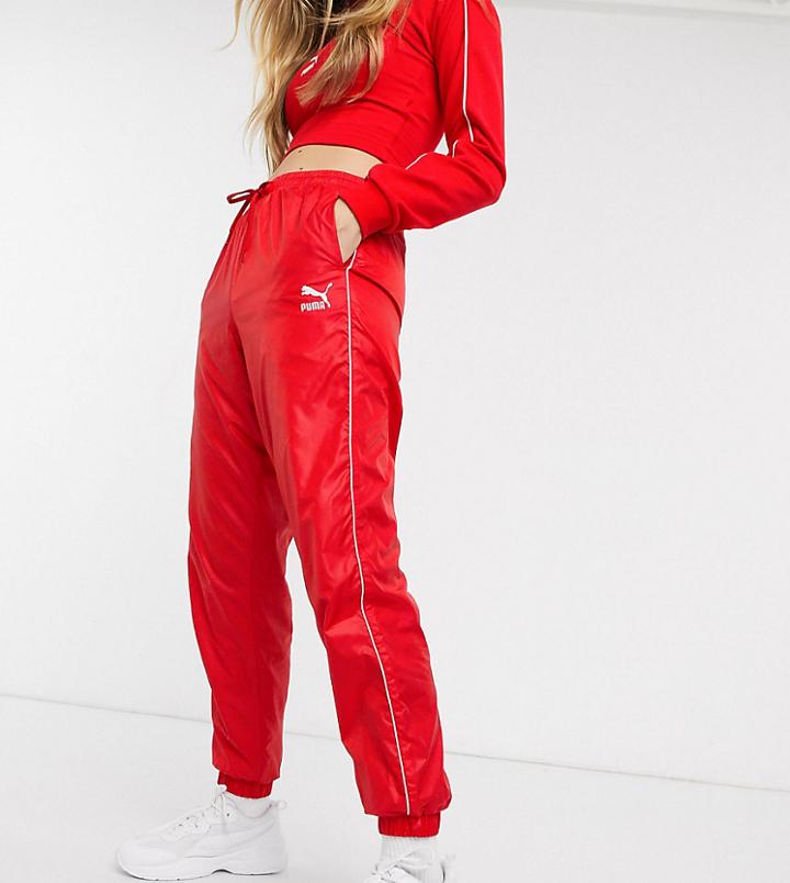 Puma High Waisted Sweatpants In Red Exclusive To Asos