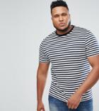 Asos Plus Stripe T-shirt In Navy And White - Navy