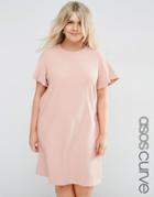 Asos Curve Shift Dress With Ruffle - Dusky Pink