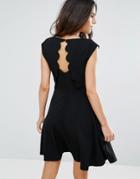 Louche Elaine Dress With Scallop Back Detail - Black