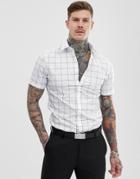 Asos Design Slim Work Shirt In Check-white