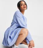 Missguided Oversized Smock Sweater Dress In Blue-blues