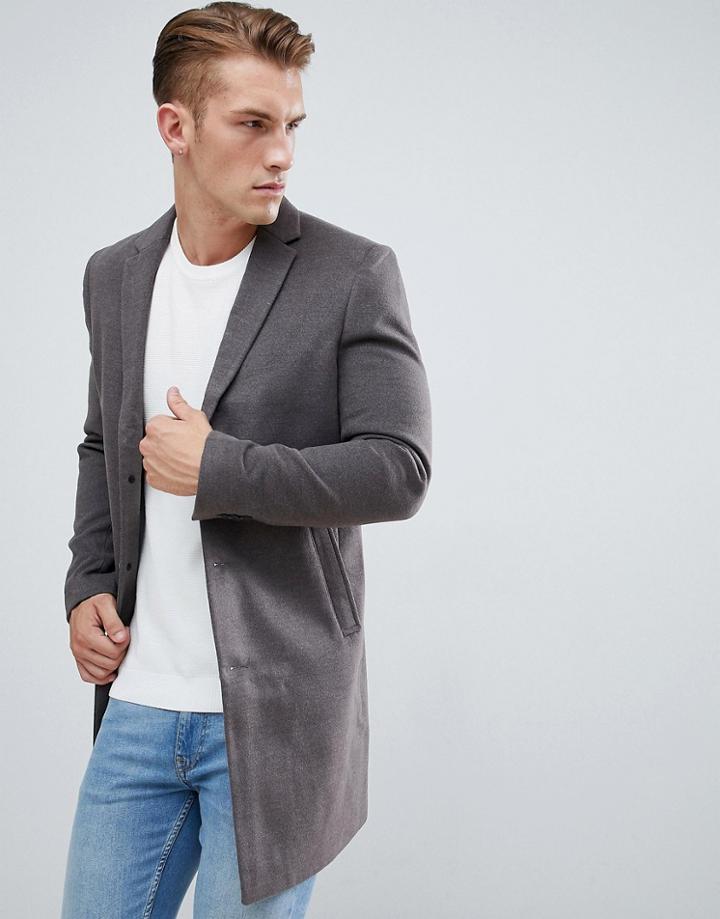 New Look Smart Overcoat In Gray - Gray