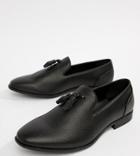 Asos Design Wide Fit Vegan Friendly Tassel Loafers In Black - Black