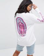 Santa Cruz Long Sleeve T-shirt With Guadalupe Back Print - White