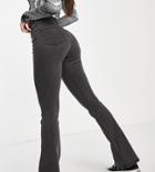 Noisy May Tall Sallie High Rise Flared Jeans In Dark Gray