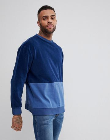 Dead Vintage Paneled Sweatshirt-blue