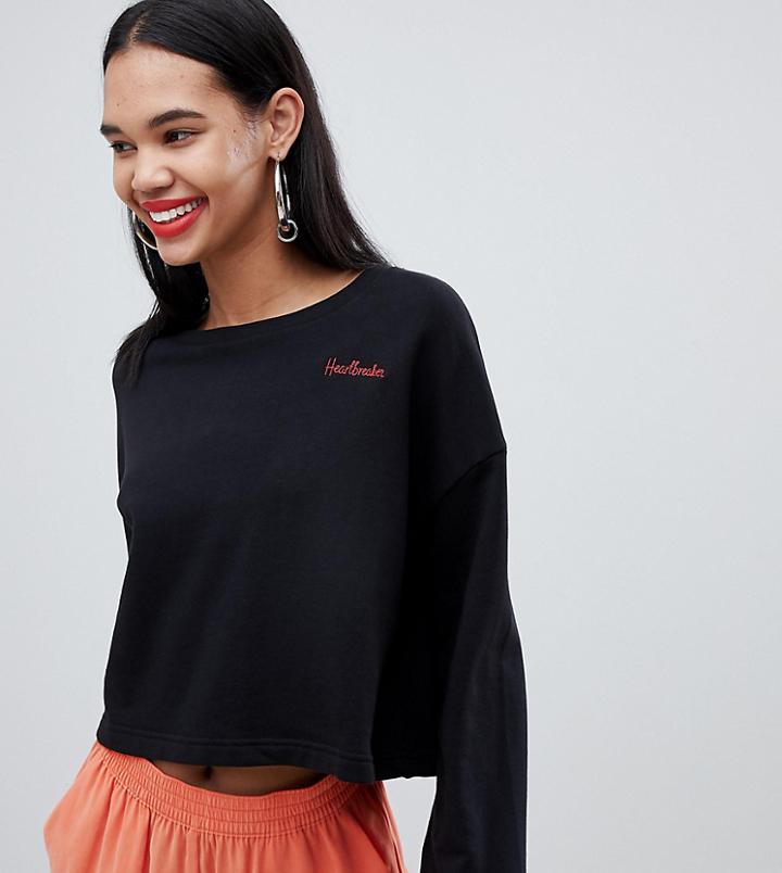 Weekday Crop Wide Sweater With Heartbreak Slogan