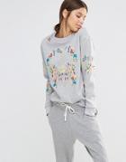 Missguided Embroidered Sweater - Gray