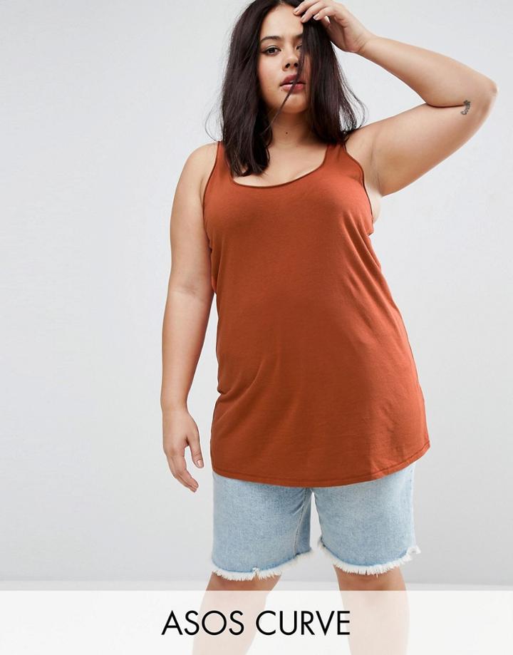 Asos Curve Ultimate Tank In Longline - Orange