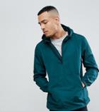 Asos Design Tall Overhead Windbreaker In Bottle Green