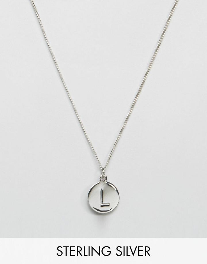 Fashionology Sterling Silver L Alphabet Necklace - Silver