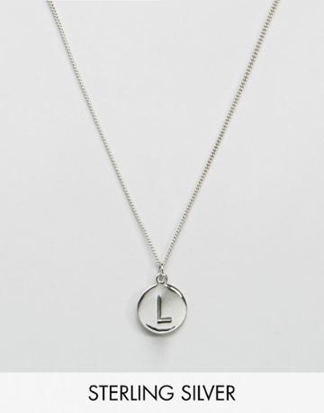 Fashionology Sterling Silver L Alphabet Necklace - Silver