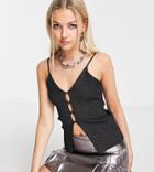 Collusion Knit Y2k Cut Out Cami Top In Black
